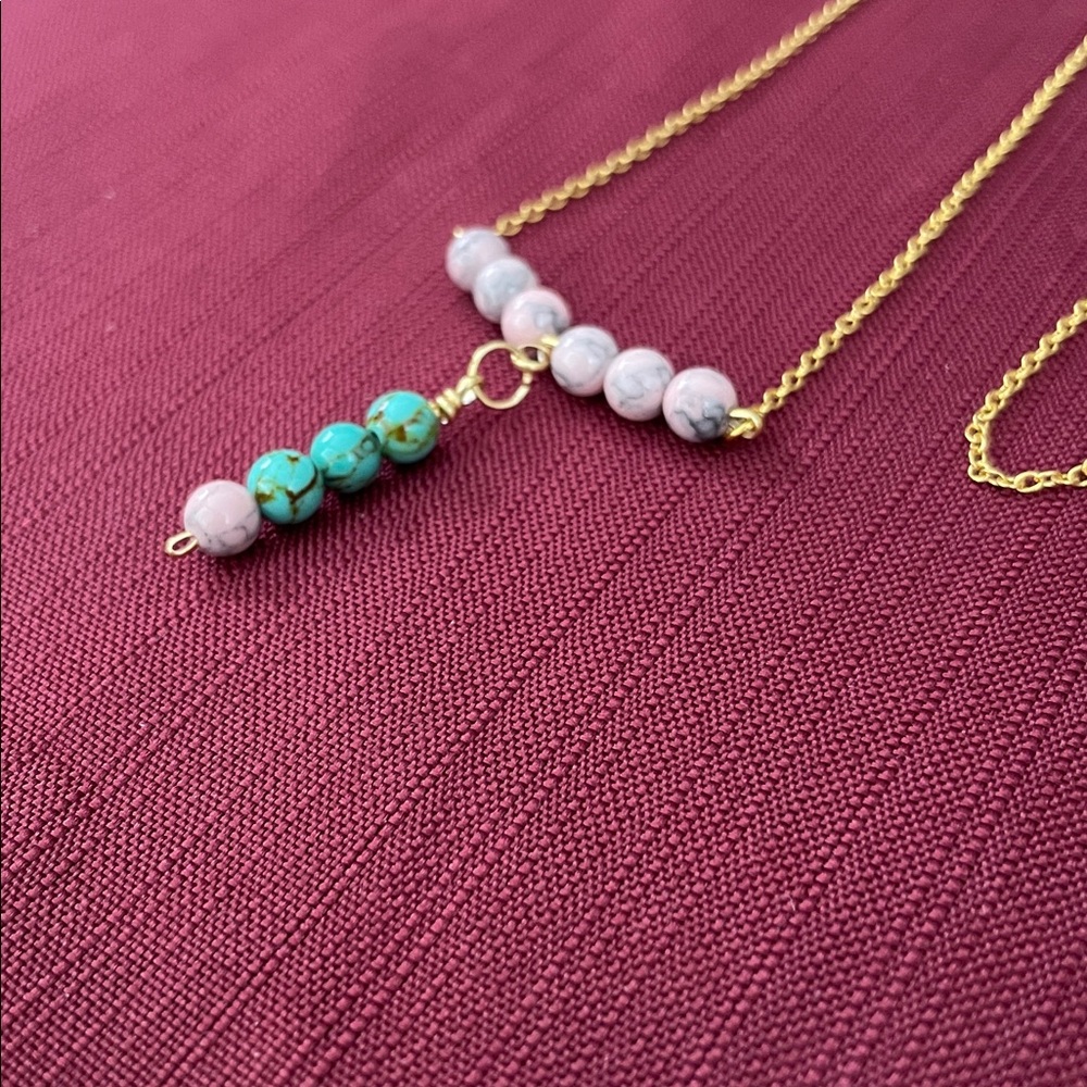 Delicate t shape gemstone necklace
